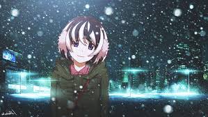 Hd Wallpaper Monogatari Series Hanekawa Tsubasa Winter Night City Snow Anime Wallpaper Flare