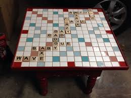 Scrabble Board Table 30 X30 Made From 2 Ceramic And Glass Tiles Letter Tiles Are From 1 3 4 Lattice Scrabble Board Scrabble Glass Tile