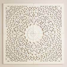 Hand Carved In India Our White Wall Plaque Makes A Grand Globally Inspired Statement As A Headboard Alternativ Wall Plaques Carved Wall Art Modern Wall Decor
