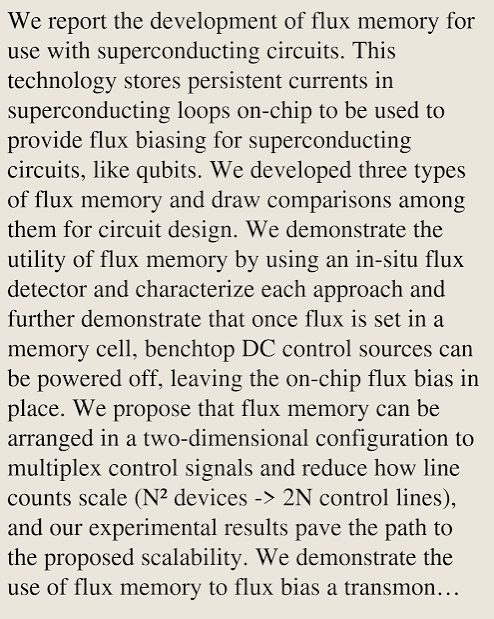 Quantum Physics Papers on X: "Superconducting Flux Memory for Cryogenic  Applications Tony X. Zhou, John McFarland, Aruna N. Ramanayaka, Brian  Sears, Colin Stack, … https://t.co/1OHuehcOdU [𝚚𝚞𝚊𝚗𝚝-𝚙𝚑  𝚌𝚘𝚗𝚍-𝚖𝚊𝚝.𝚖𝚎𝚜-𝚑𝚊𝚕𝚕 𝚌𝚘𝚗𝚍-𝚖𝚊𝚝 ...