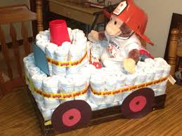 Diaper Fire Truck Firefighter Baby Showers Baby Shower Gifts Diy Diaper Cake