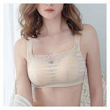 Amazon.co.jp: セクシーなレースの乳房切除ブラジャー女性のための乳房補綴ポケットブラジャー偽おっぱい下着ワイヤレス (Color :  Beige, Size : M/Medium) : ファッション
