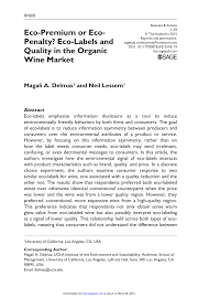 Check spelling or type a new query. Pdf Eco Premium Or Eco Penalty Eco Labels And Quality In The Organic Wine Market