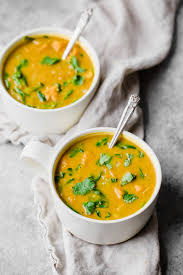 Healing Thai Butternut Squash Lentil Soup With A Slow Cooker Option Ambitious Kitchen Recipe Vegan Soup Vegan Soup Recipes Lentil Recipes