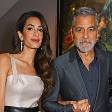 Amal Clooney Wears Silver Metallic Minidress On Dinner Date With George  Clooney