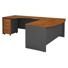 Shop office depot officemax to save big on furniture today! Bush Business Furniture Components 72w Bow Front L Shaped Desk With 72w Left Handed Return And 3 Drawer Mobile File Cabinet Natural Cherry Standard Delivery Office Depot