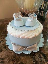 One Tier Blue Diaper Cake For Baby Boy X2f Baby By Thecarriageshoppe Baby Shower Cakes Baby Boy Cake Topper Baby Diaper Cake