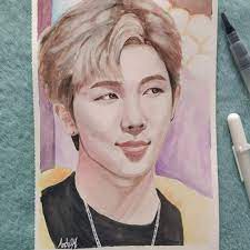 Namjoon painting day and night. Bts Kim Namjoon Watercolor Painting Bts Amino