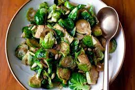 Stir Fried Brussels Sprouts With Shallots And Sherry Recipe Recipe Brussel Sprouts Recipes Vegetarian Thanksgiving