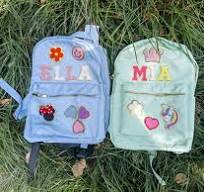 Gepersonaliseerde rugzak - nylon tas met patch - kinderrugzak - schooltas  met kleurrijke letters - rugzak met patch voor kinderen - terug naar school