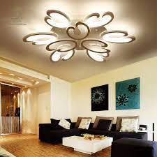 White Fashion Flower Modern Led Ceiling Light Living Room Rc Dimmable Lights Ceiling Lights Living Room Minimalist Living Room Decor False Ceiling Living Room