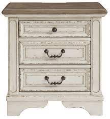 Add a lot of storage space to your room with these plans to build a diy nightstand with 3 drawers. Realyn 3 Drawer Nightstand In Chipped White B743 93