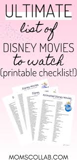 Find show times and purchase tickets for the new disney movies showing in a cinema near you, and buy the latest releases. Free Disney Movies List Of 400 Films On Printable Checklists