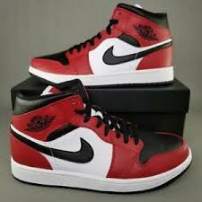 Nike Air Jordan Retro 1 Mid Chicago Toe Gym Red Black 554724 069 Aj1 Men Gs Ebay