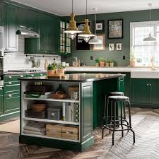 A Green Fresh And Traditional Bodbyn Kitchen Green Kitchen Cabinets Dark Green Kitchen Green Kitchen