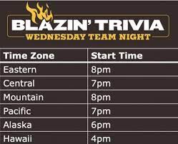 Stop in at a buffalo wild wings near you on wednesday nights and enjoy wings, happy hour and blazin' team trivia. Buffalo Wild Wings Launches Weekly Trivia Night With Summer Prizing That Includes 50 000 And A Trip To Vegas
