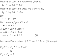 The ideal gas law is the equation of state for a hypothetical gas. Derive The Relationship Btween Cp And Cv For An Ideal Gas Isfbmzii Topperlearning Com