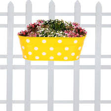 Each planter, having a detachable hook, durable and lightweight. Double Hook Dotted Oval Railing Planters Yellow By Back Garden Nursery Id 5503188