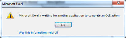 If i use the expression builder in the text box to try and create the formula … dde() is not a recognized formula. Microsoft Excel Is Waiting For Another Request To Complete An Ole Action Bytepeaker