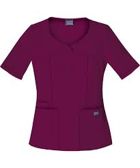 Cherokee Workwear Scrubs Novelty Crossed V Neck 3 Pocket Top