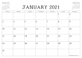 This template is without holidays. Free Printable Blank Monthly Calendar And Planner For January 2021 A4 A5 And A3 Pdf And Png Templates 7calendar
