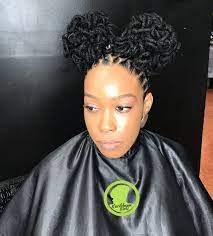 Braided Loc Petal Updo Pastyourbs Swipe Done At Karibbeankinks Natural Hair Salon T Dreadlock Hairstyles Black Natural Hair Styles Locs Hairstyles