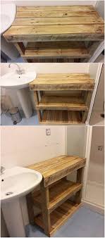 This Is A Simple And Easy To Build Idea Of Wood Pallet Where The Bathroom Table Design Has Been Introduced Th Bathroom Table Wood Pallets Wood Pallet Projects