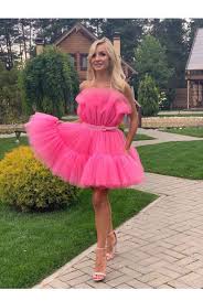 Hot Pink Barbie Style Tulle Dress For Women Hot Pink Stylish Etsy In 2020 Girly Dresses Pink Dress Short Bright Pink Dresses