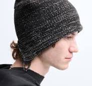 COTTON SLIT BEANIE - BLACK/ GREY MELANGE