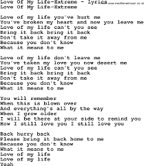 Lyrics Center Lyrics For Love Of My Life