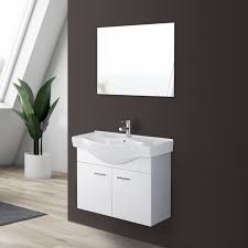 Ecco perché ti offriamo mobili lavabo funzionali e capienti dove tenere tutto in ordine, dal dentifricio alle creme. Mobile Bagno Sospeso In Legno Bianco 2 Ante Lavabo E Specchio L 81 5