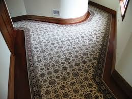 Custom Stair Runner Landing Seamed Together To Get The Width Notice The Curves Carpet Stairs Stair Runner Stair Runner Carpet