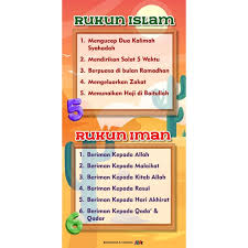 Tiang keimanan (rukun iman) ini wajib dipatuhi setiap orang yang bergelar muslim. Banner Banting Streamer Rukun Islam Rukun Iman 2 X4 Shopee Malaysia