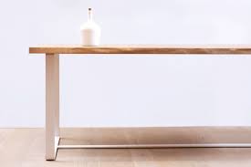 Solid Oak Table With White Steel Legs