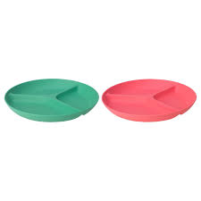 Ikea Heroisk Plate With 3 Compartments Light Red Green
