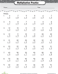 Two Minute Multiplication Worksheet Education Com 3rd Grade Math Worksheets Math Drills Math Worksheets