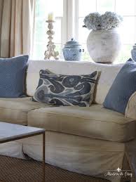 Grey french country living room. French Country Summer Home Tour In Cool Shades Of Blue