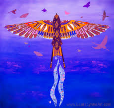 Phoenix bird rising out of the fire. Magical Bird Art For Sale Laura Lynne Art Chicago