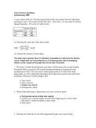 Reference, location, name cohort description of study. Lecture 4 Questions Answers Doc Cohort Study Odds Ratio