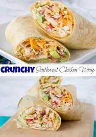Crunchy Southwestern Chicken Wrap Easy Lunch Ideas Are Hard To Come By These Chicken Wraps Come Chicken Wraps Chicken Wrap Recipes Southwestern Chicken Wrap