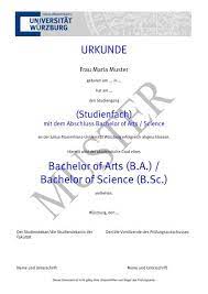 Nicht erfasste zusatzmodule oder andere leistungen müssen für die aufnahme ins zeugnis vom prüfungsausschuss genehmigt werden. Urkunde Bachelor Of Arts Ba Zils Universitat Wurzburg