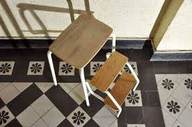 A step stool with a high weight capacity that is so easy to store and take along wherever you go another compact basic step stool for a variety of purposes: 60s Industrial Design Stepp Ladder Step Stool White Shop Kusera