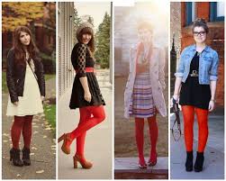 The Lovely Side 13 Ways To Wear Red Tights Red Tights Cute Outfits How To Wear Leggings