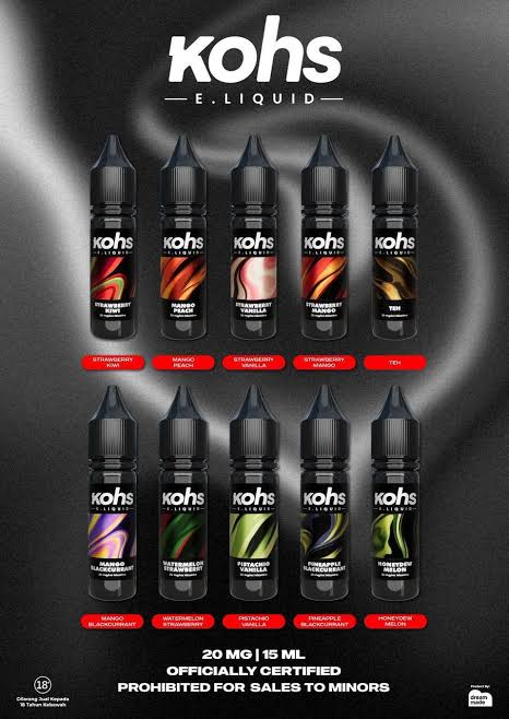 KOHS E-Liquid 15ml Lineup, AI generated