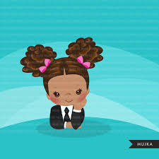 Black Boss Baby Clipart Toddler With Business Suit Graphics Afro Curly Hair Girls Commercial Use Clip Art In 2020 Boss Baby Cute Black Babies Curly Girl Hairstyles