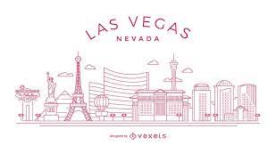 Stroke And Thin Line Minimalist Las Vegas Skyline Vector With Major Landmarks And Emblematic Buildings Modern S Vegas Skyline Tattoo Las Vegas Skyline Drawing