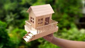 Make four squares with popsicle sticks. Diy Modern House Making With Popsicle Sticks Easy House Making For S Popsicle Stick Crafts House Popsicle Stick Houses Popsicle House