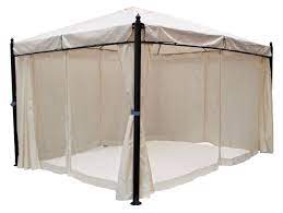 Das dach wird mit seilen gespannt, die der pavillon 4x3x3 meter nexos festzelt partyzelt pavillon hat ein transportgewicht von 48,5 kg. Degamo Pavillon Rivoli 3x4 Meter Stahl Schwarz Plane Pvc Beschichtet Ecru Mit Seitentei Beige Galeria Karstadt Kaufhof
