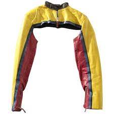 Jean Paul Gaultier Leather Shoulder Biker 1 626 Liked On Polyvore Featuring Outerwear Jackets Orange Leather Jacket Vintage Jacket Vintage Biker Jacket
