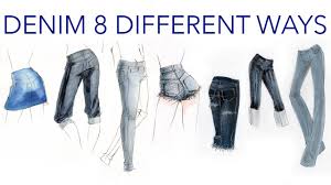Sketch the waistline and the hemline. Fashion Illustration Tutorial Denim Done 8 Different Ways Youtube